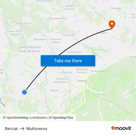 Bercial to Muñoveros map