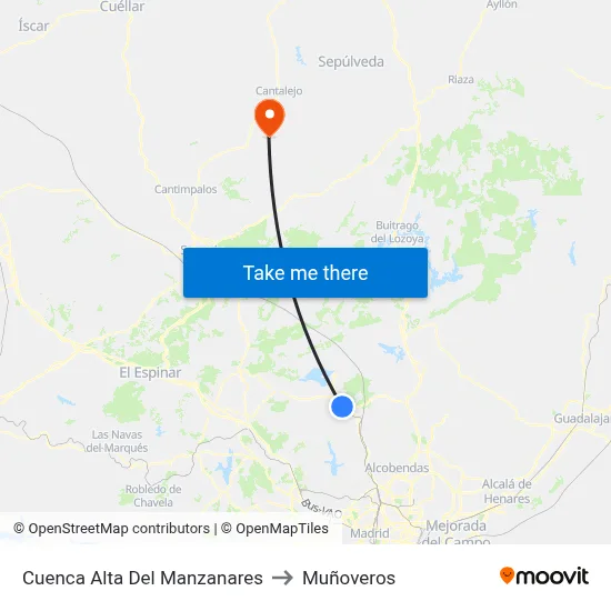 Cuenca Alta Del Manzanares to Muñoveros map