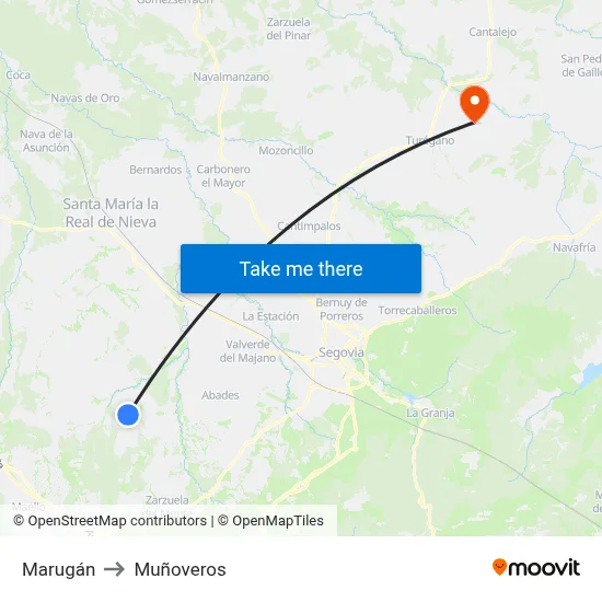 Marugán to Muñoveros map