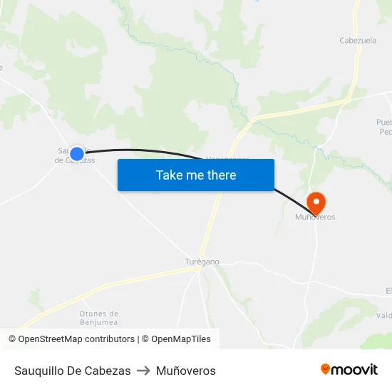 Sauquillo De Cabezas to Muñoveros map