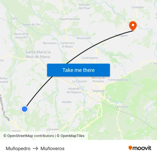 Muñopedro to Muñoveros map