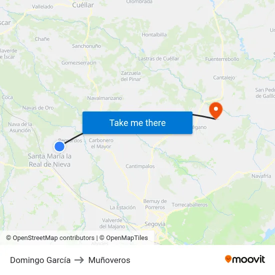 Domingo García to Muñoveros map
