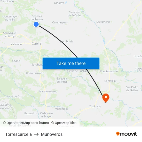 Torrescárcela to Muñoveros map