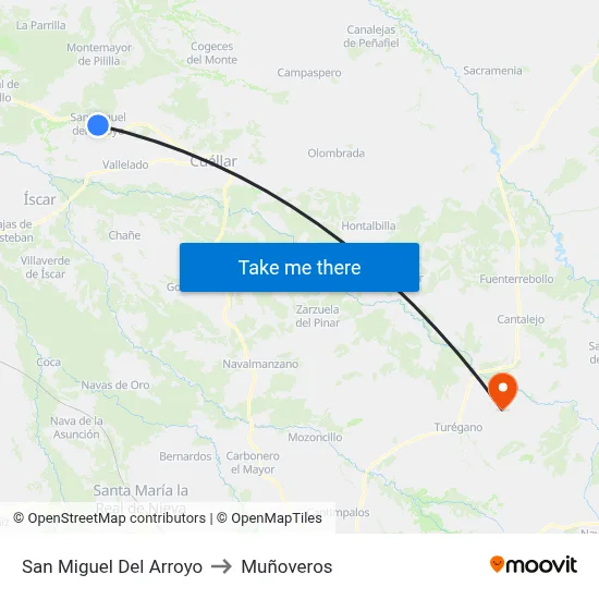 San Miguel Del Arroyo to Muñoveros map