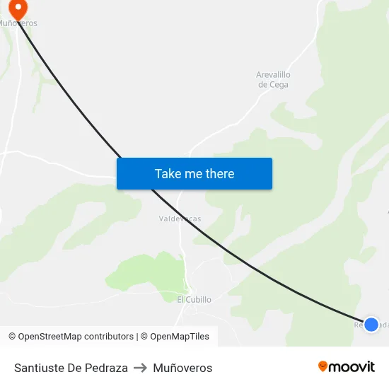 Santiuste De Pedraza to Muñoveros map