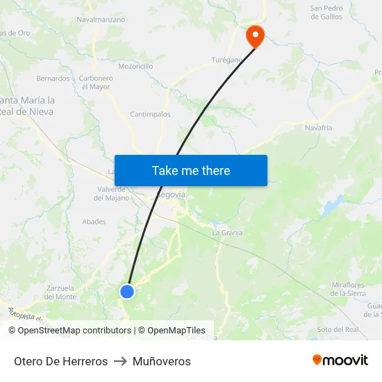 Otero De Herreros to Muñoveros map