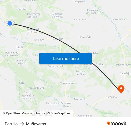 Portillo to Muñoveros map