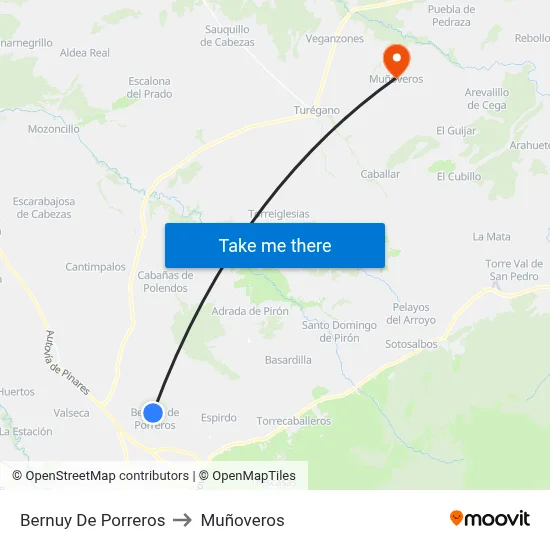 Bernuy De Porreros to Muñoveros map