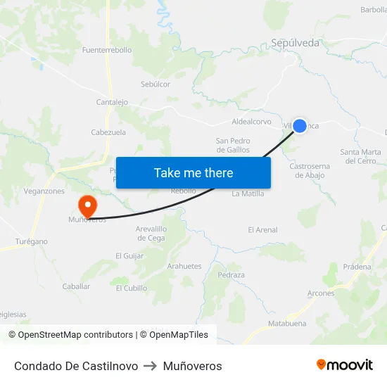 Condado De Castilnovo to Muñoveros map