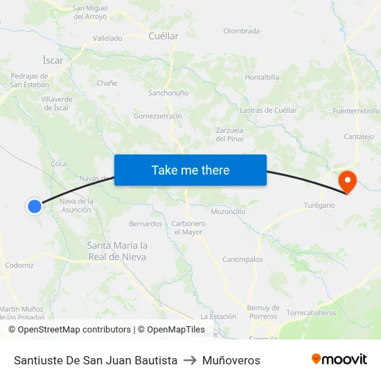 Santiuste De San Juan Bautista to Muñoveros map