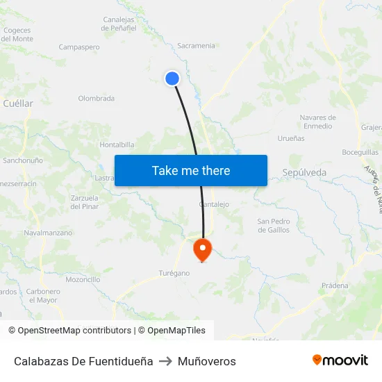 Calabazas De Fuentidueña to Muñoveros map