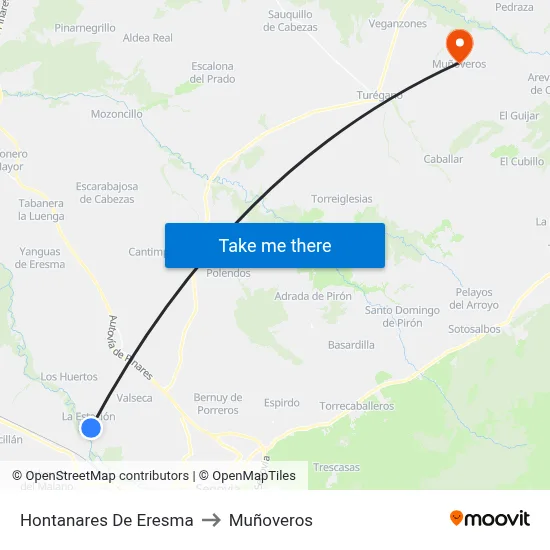 Hontanares De Eresma to Muñoveros map
