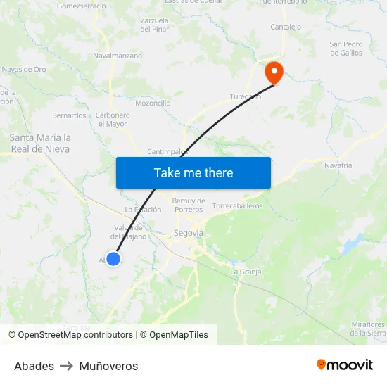 Abades to Muñoveros map