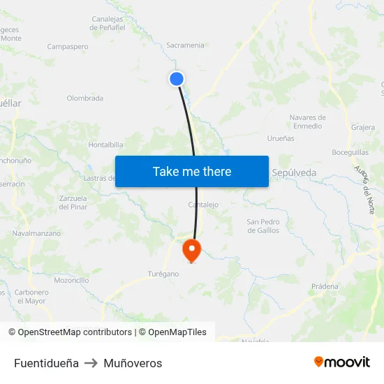 Fuentidueña to Muñoveros map