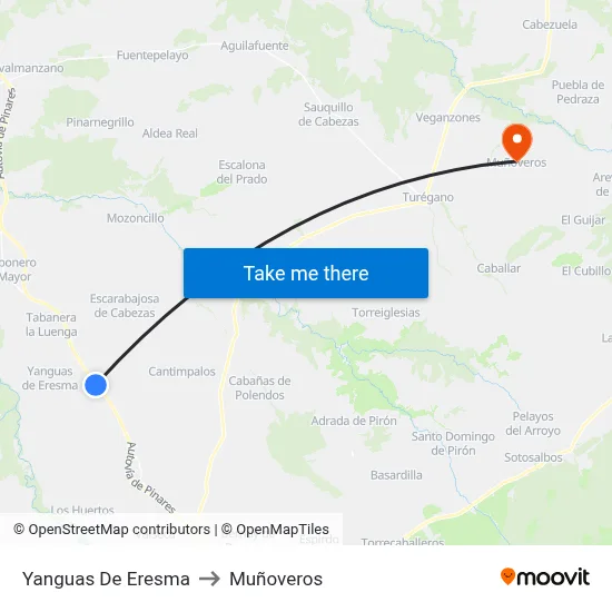 Yanguas De Eresma to Muñoveros map
