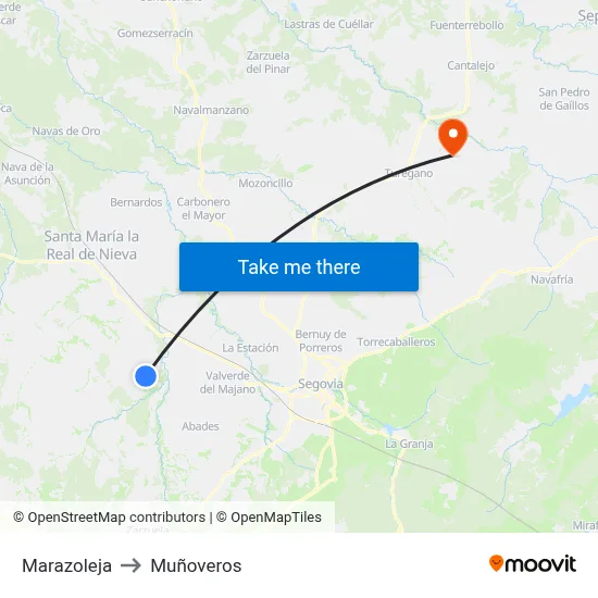 Marazoleja to Muñoveros map