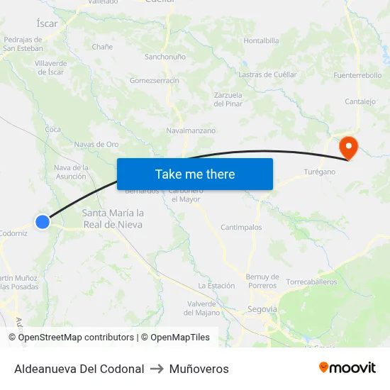 Aldeanueva Del Codonal to Muñoveros map