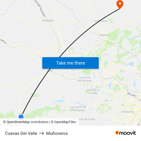 Cuevas Del Valle to Muñoveros map