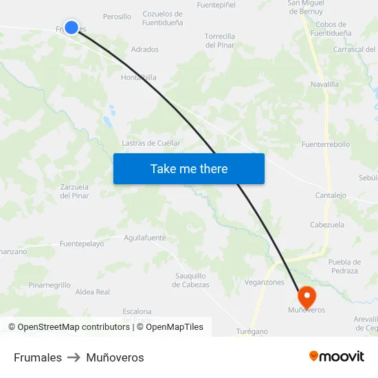 Frumales to Muñoveros map