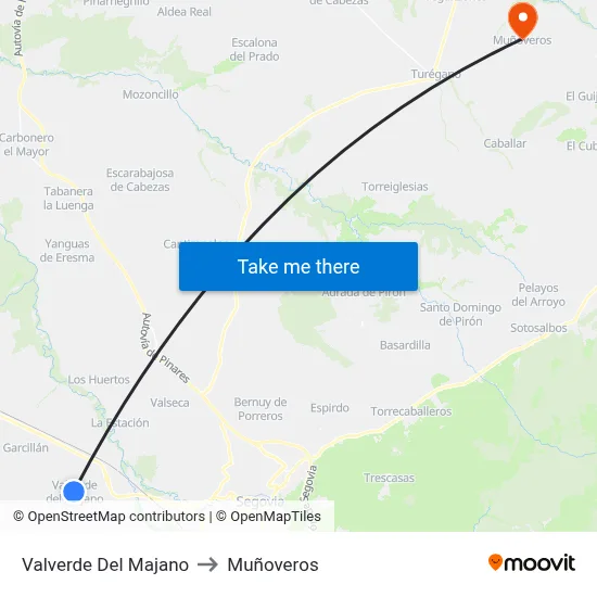 Valverde Del Majano to Muñoveros map