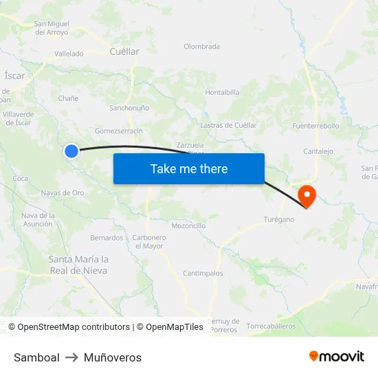 Samboal to Muñoveros map
