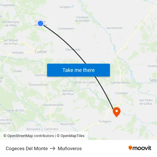 Cogeces Del Monte to Muñoveros map