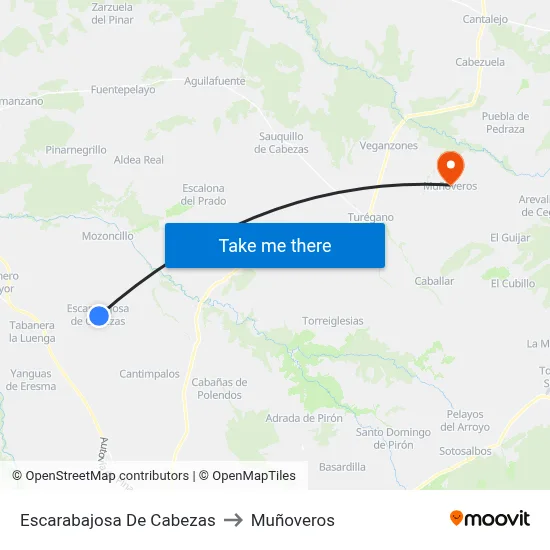 Escarabajosa De Cabezas to Muñoveros map