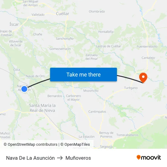 Nava De La Asunción to Muñoveros map
