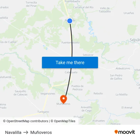 Navalilla to Muñoveros map