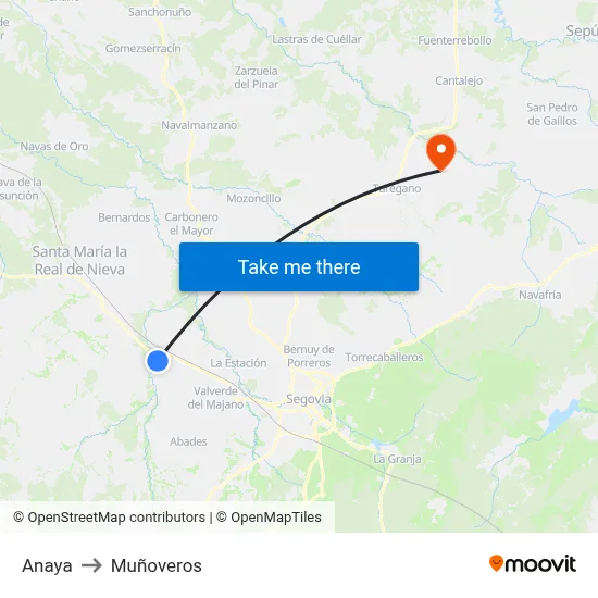 Anaya to Muñoveros map
