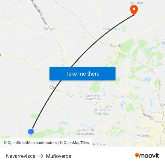 Navarrevisca to Muñoveros map