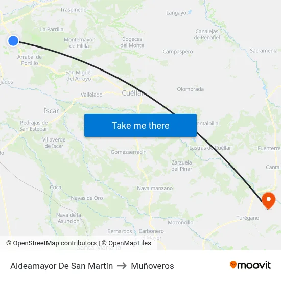Aldeamayor De San Martín to Muñoveros map