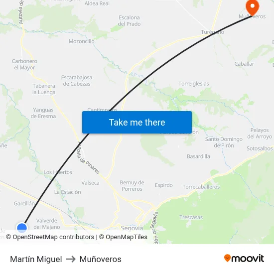 Martín Miguel to Muñoveros map