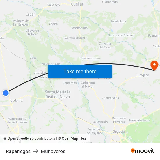 Rapariegos to Muñoveros map