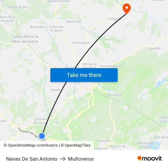Navas De San Antonio to Muñoveros map