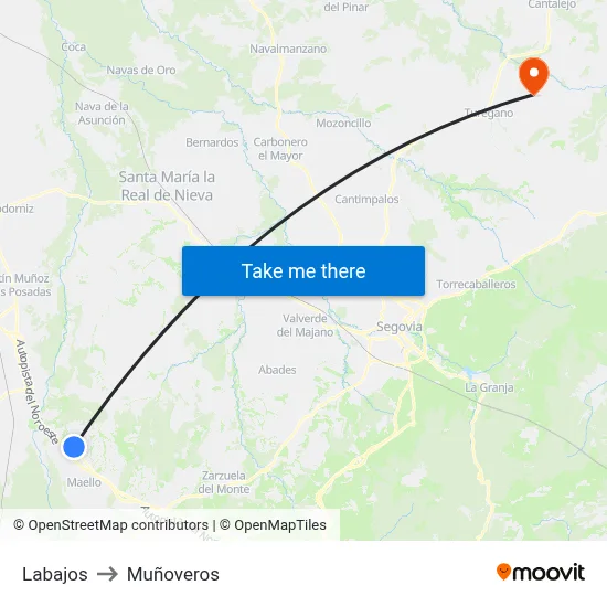 Labajos to Muñoveros map