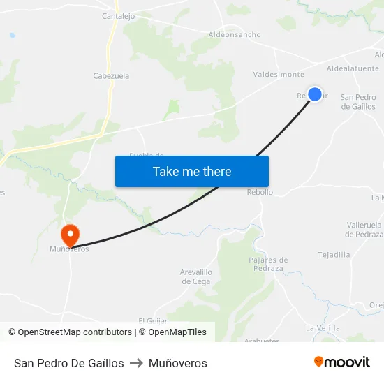 San Pedro De Gaíllos to Muñoveros map
