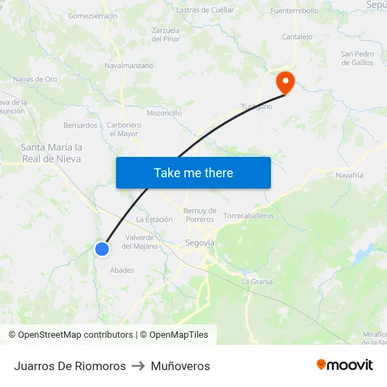 Juarros De Riomoros to Muñoveros map