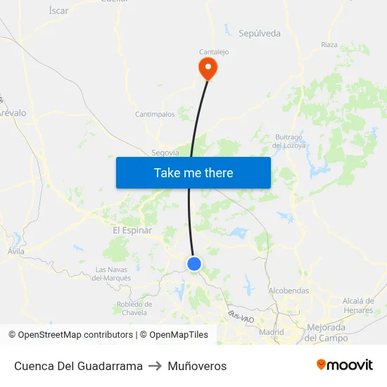 Cuenca Del Guadarrama to Muñoveros map