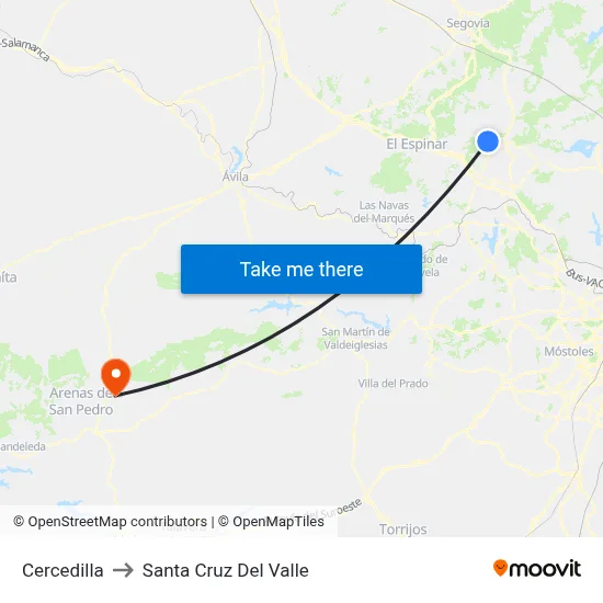 Cercedilla to Santa Cruz Del Valle map