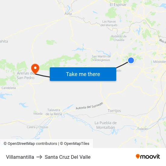 Villamantilla to Santa Cruz Del Valle map