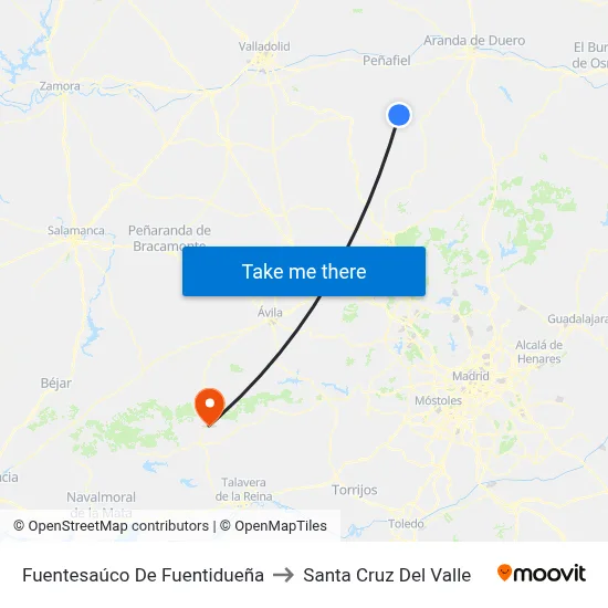 Fuentesaúco De Fuentidueña to Santa Cruz Del Valle map