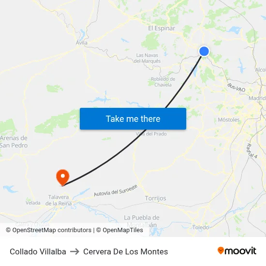 Collado Villalba to Cervera De Los Montes map