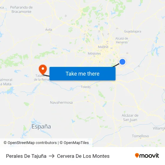 Perales De Tajuña to Cervera De Los Montes map