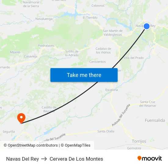 Navas Del Rey to Cervera De Los Montes map