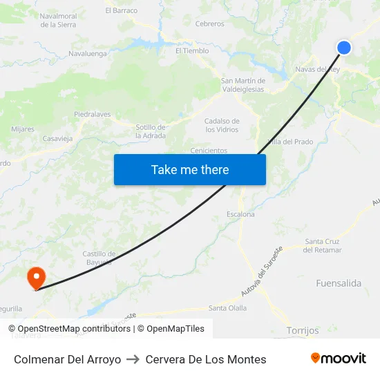 Colmenar Del Arroyo to Cervera De Los Montes map