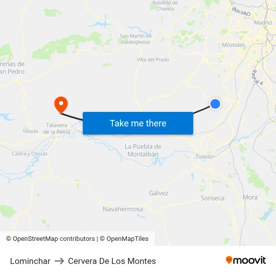 Lominchar to Cervera De Los Montes map