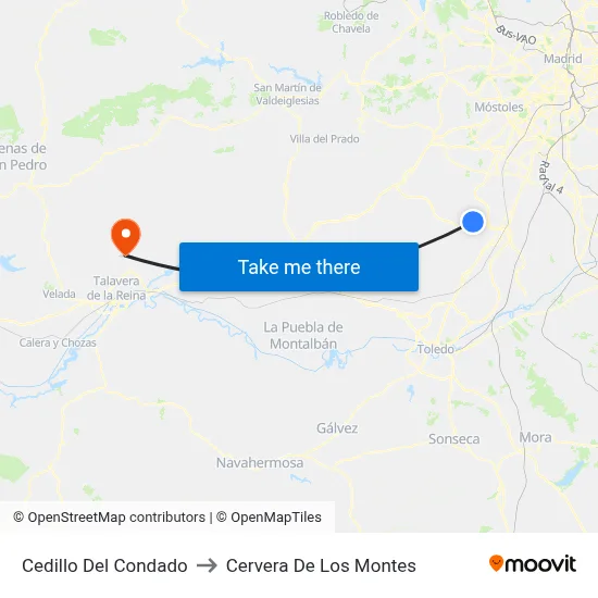 Cedillo Del Condado to Cervera De Los Montes map