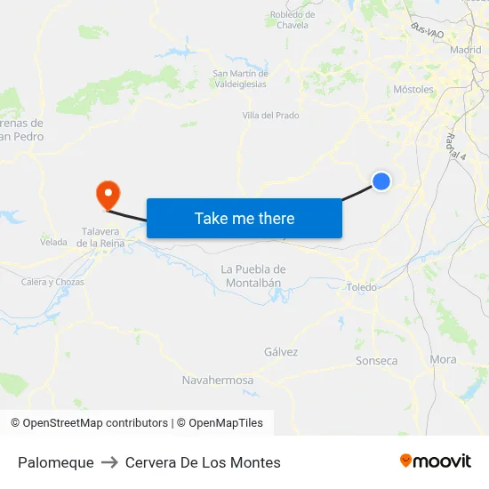 Palomeque to Cervera De Los Montes map
