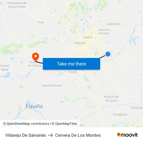 Villarejo De Salvanés to Cervera De Los Montes map